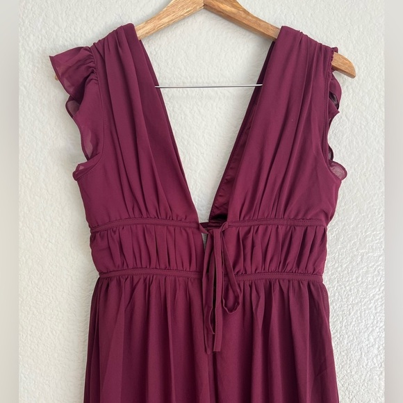 NWOT I’m All Yours Burgundy Ruffled Maxi Dress - Picture 7 of 9